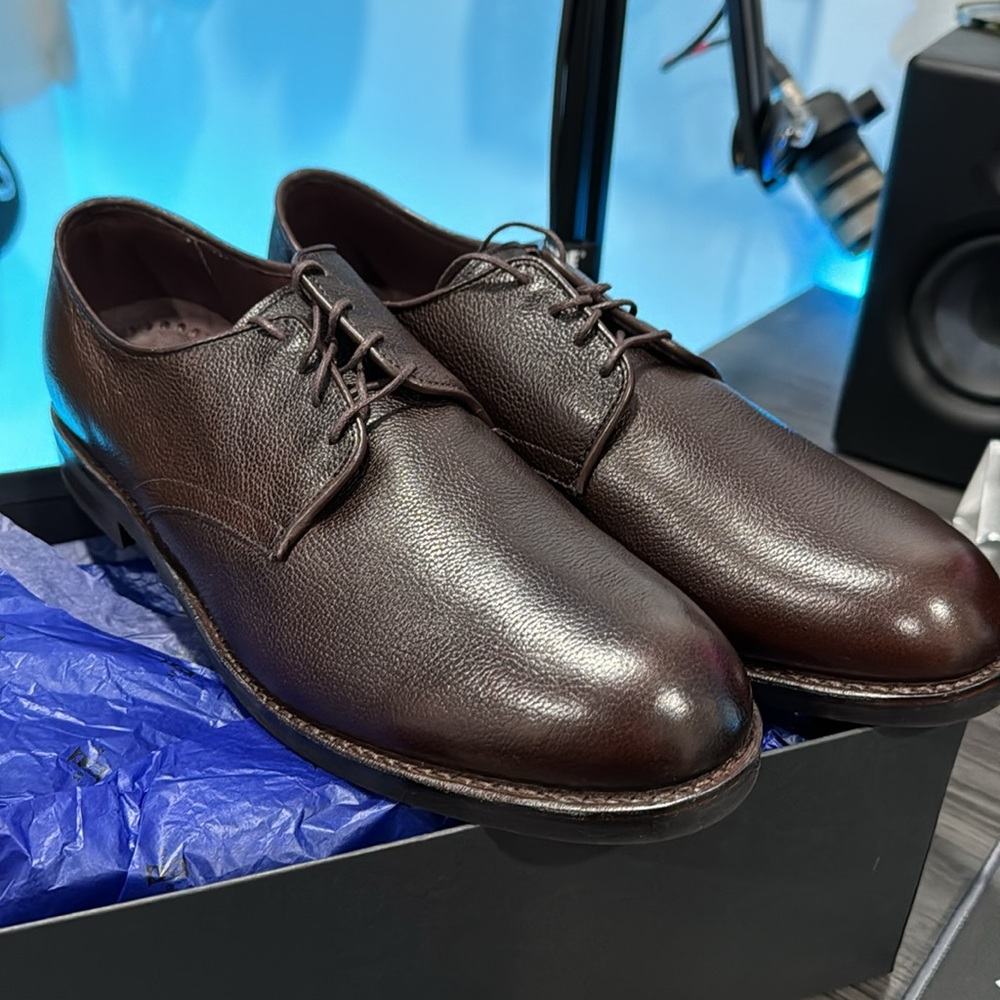 NEW Allen Edmonds "NOMAD" Plain Toe Brown  Derby 11 D